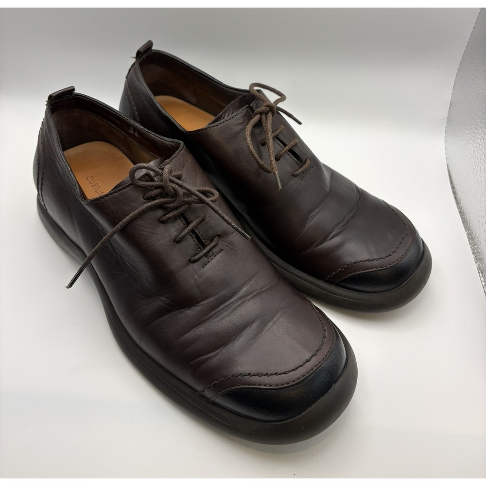 Costume National Homme Leather Derby Shoes Brown EU 36 Italy Minimalist Y2K Vibe